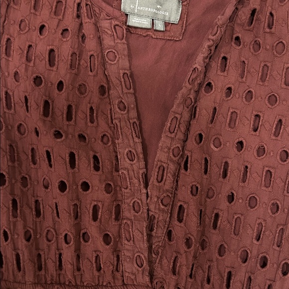 Anthropologie Somerset Maxi Dress Eyelet Edition Tiered Chocolate BROWN L - Picture 11 of 12